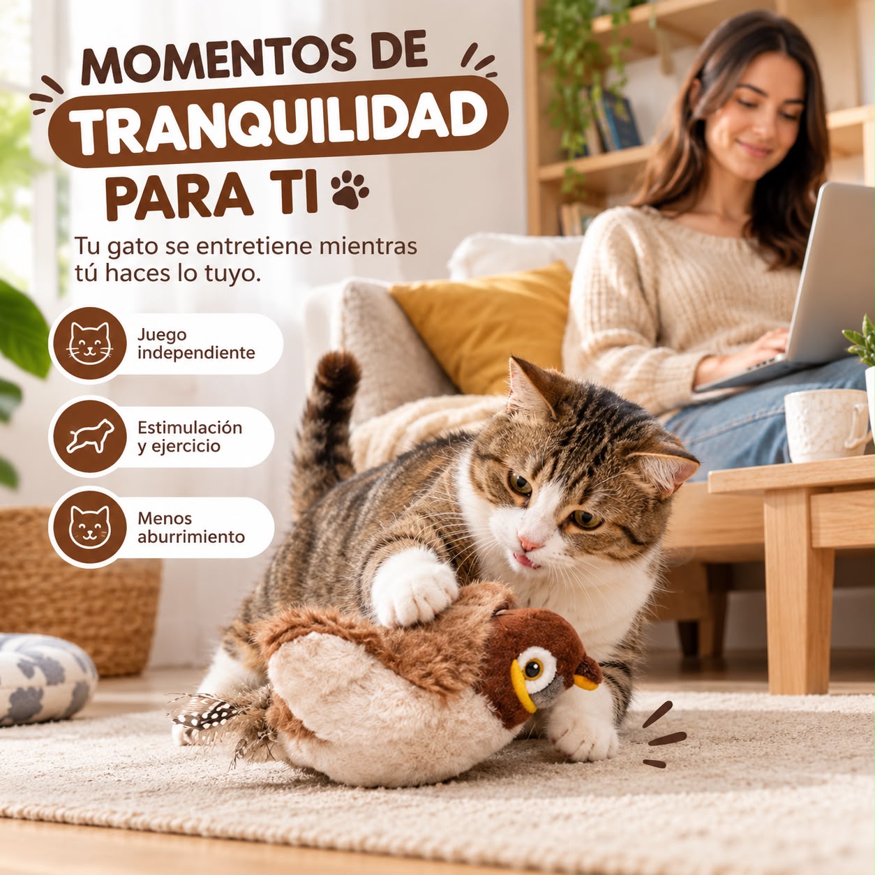 Pajaro Interactivo Antiestres Para Gatos