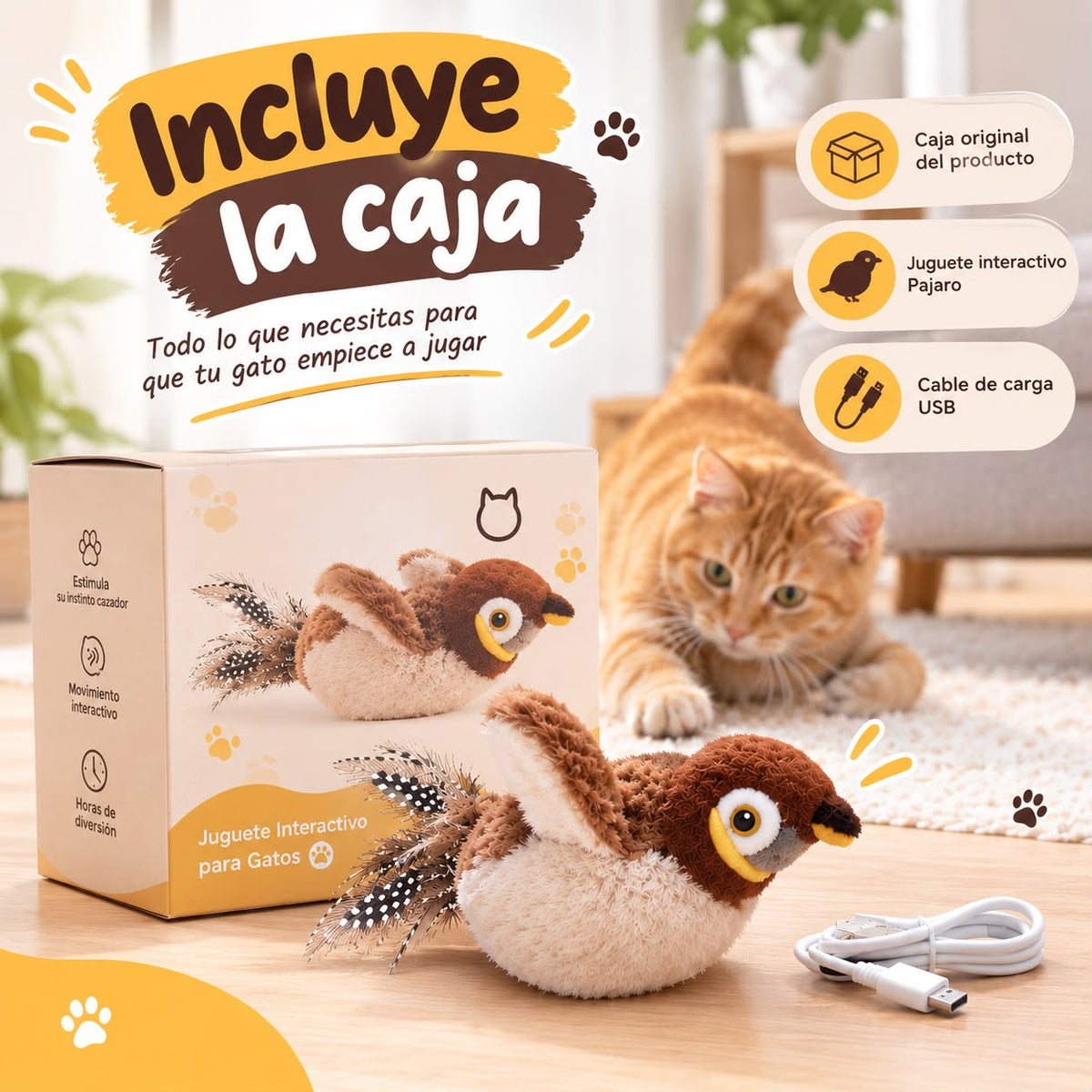 Pajaro Interactivo Antiestres Para Gatos